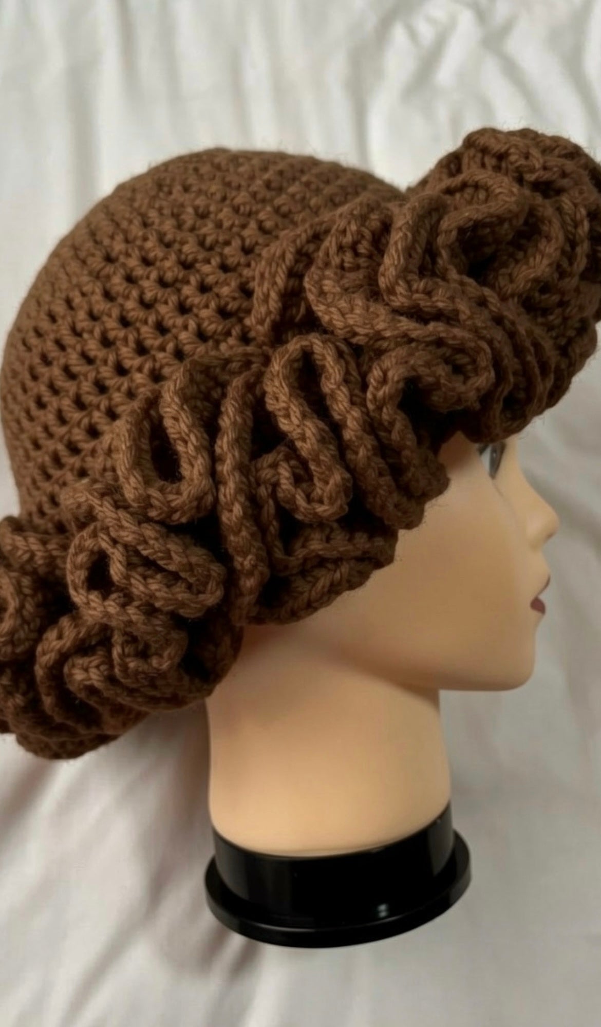 Brown ruffle hat