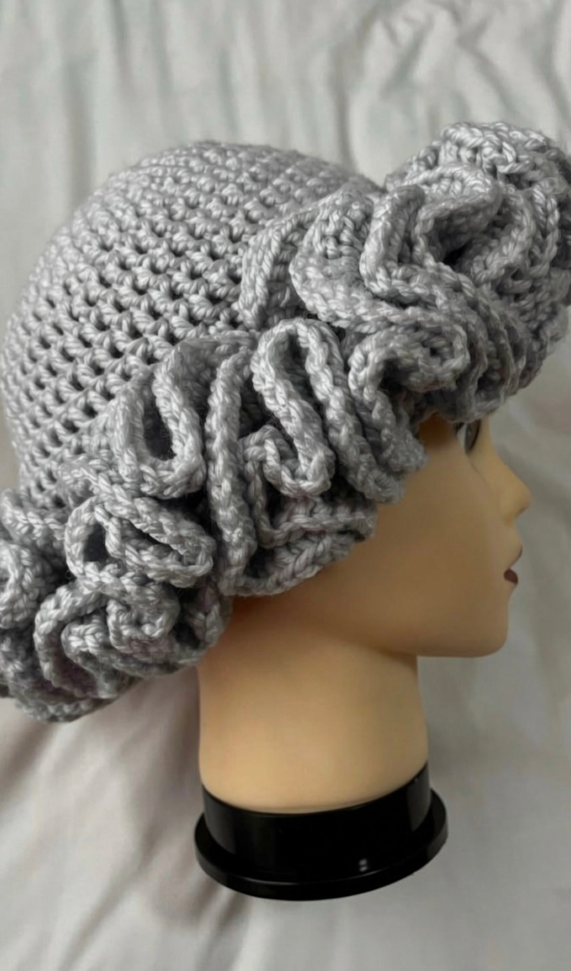 Grey ruffle hat